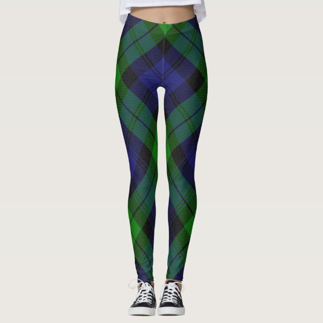 Campbell Clan Tartan Plaid Black Watch Leggings (Front)