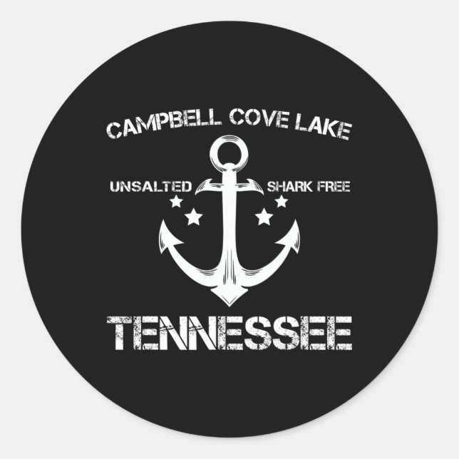 Campbell Cove Lake Tennessee Funny Fishing Camping Classic Round Sticker (Front)