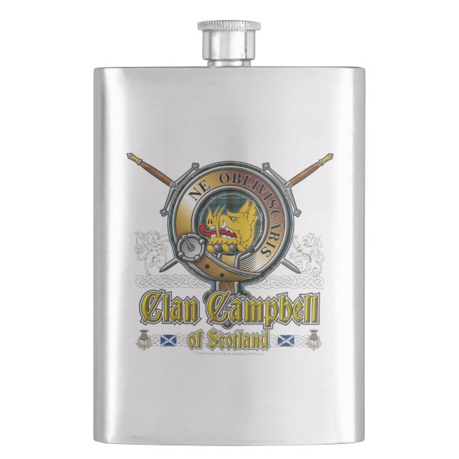 Campbell Crest Badge Hip Flask (Front)