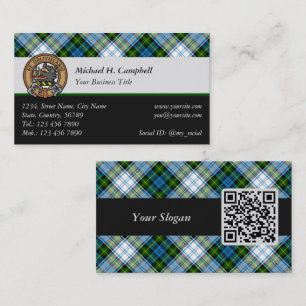 Campbell Crest over Dress Tartan Business Card