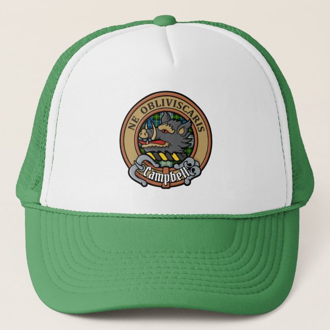 Campbell Crest over Dress Tartan Trucker Hat (Front)