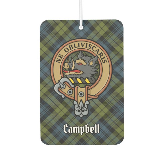 Campbell Crest over Tartan Car Air Freshener (Front)