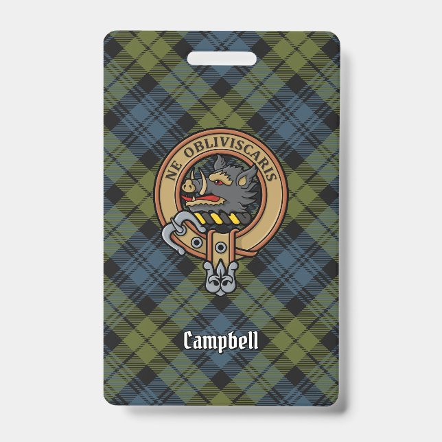 Campbell Crest over Tartan ID Badge (Front)