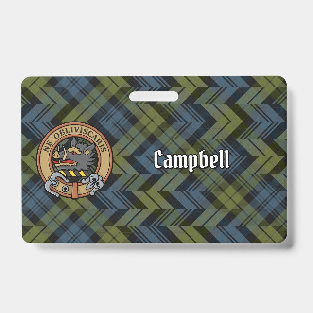 Campbell Crest over Tartan ID Badge (Front)