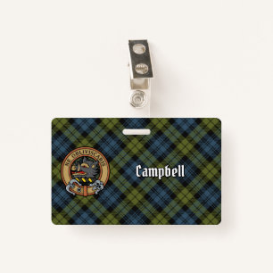 Campbell Crest over Tartan ID Badge