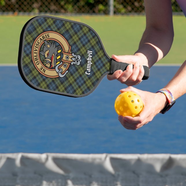Campbell Crest over Tartan Keychain Pickleball Paddle (Insitu)