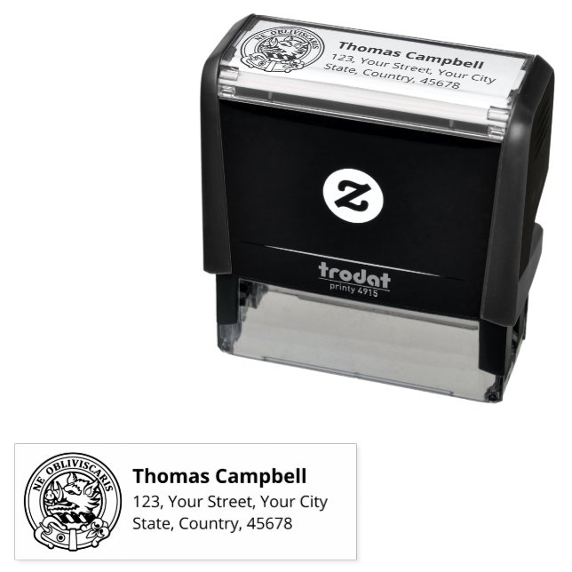 Campbell Crest Self-inking Stamp (In Situ)