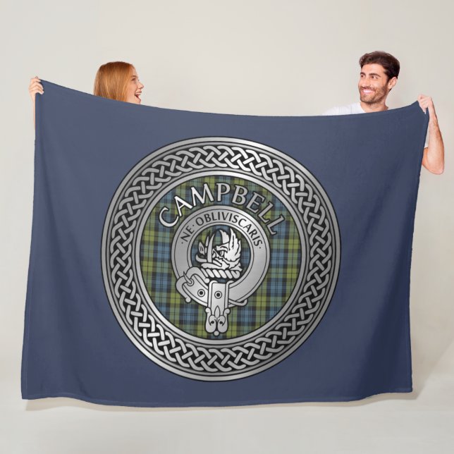 Campbell Crest & Tartan Knot Fleece Blanket (In Situ)