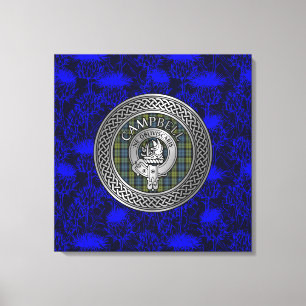 Campbell Crest & Tartan Knot on Thistle Canvas Print