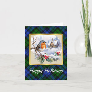 Campbell Crest & Tartan w/Robin Personalised Xmas Card