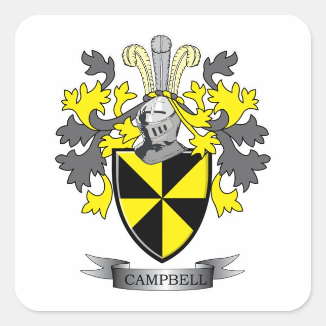 Campbell Family Crest Coat of Arms Square Sticker (Front)