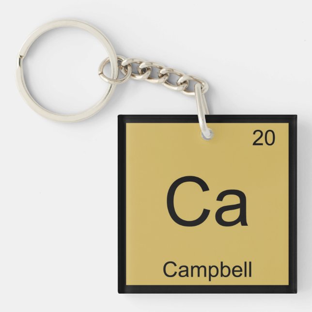 Campbell Name Chemistry Element Periodic Table Key Ring (Front)
