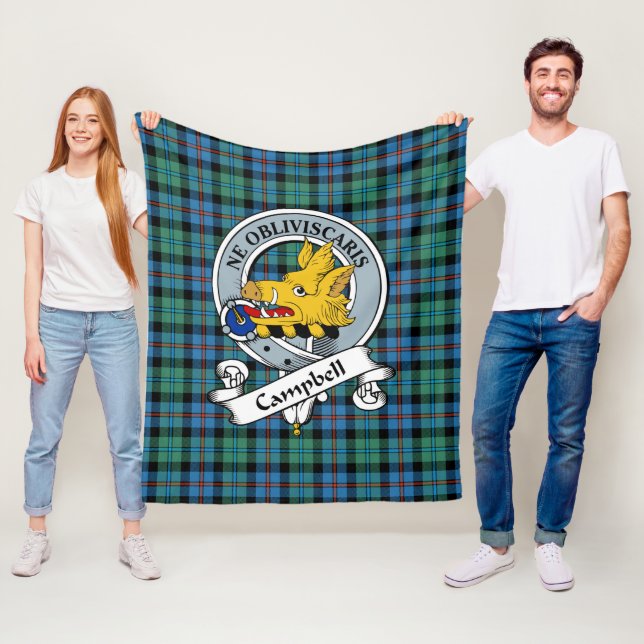 Campbell Of Cawdor Ancient Clan Badge Tartan Plaid Fleece Blanket (In Situ)