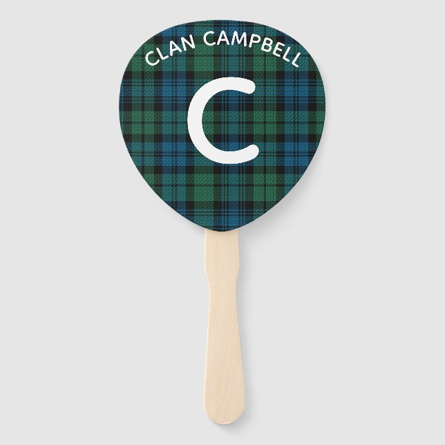 Campbell Plaid Monogram Hand Fan (Front)