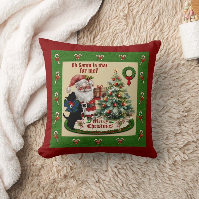 Campbell & Santa Personalised Xmas Throw Pillow (Blanket)