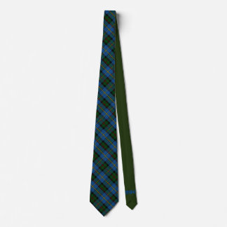 Campbell Scottish Tartan & Green Monogram Neck Tie