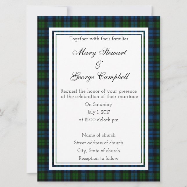 Campbell Scottish Wedding Invitation (Front)