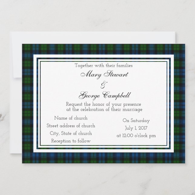 Campbell Scottish Wedding Invitation (Front)