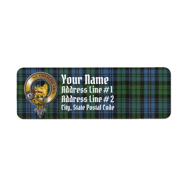 Campbell Tartan & Badge Return Address Label (Front)