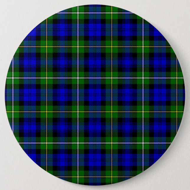 Campbell tartan blue green plaid 6 cm round badge (Front)