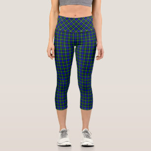 Campbell tartan blue green plaid capri leggings