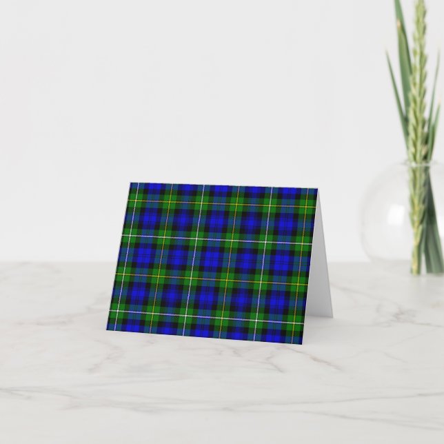 Campbell tartan blue green plaid card (Front)