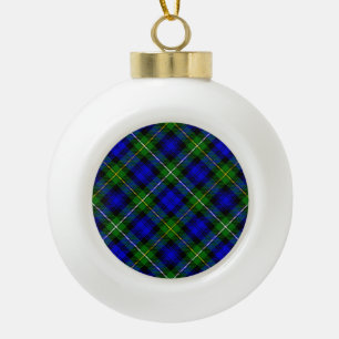 Campbell tartan blue green plaid ceramic ball christmas ornament