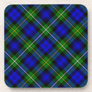 Campbell tartan blue green plaid coaster