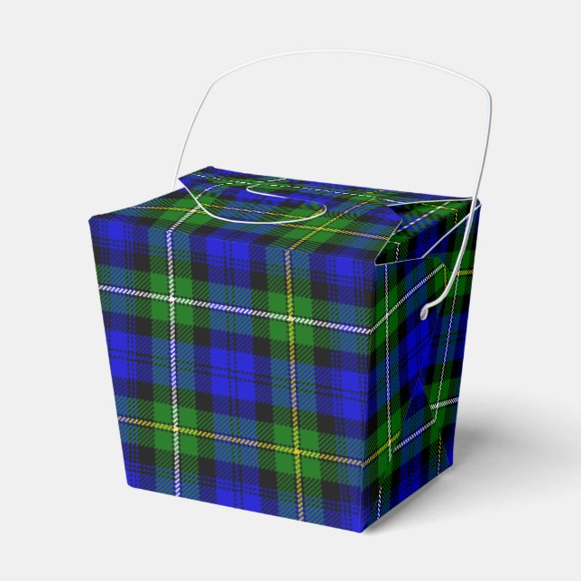 Campbell tartan blue green plaid favour box (Front Side)