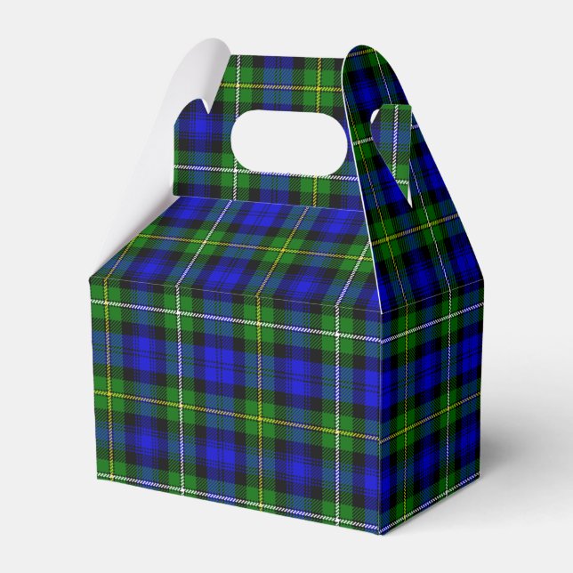 Campbell tartan blue green plaid favour box (Back Side)