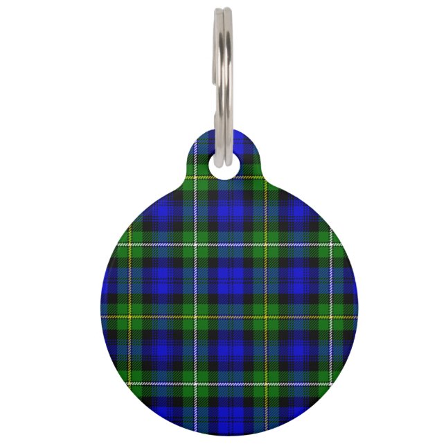Campbell tartan blue green plaid pet tag (Front)
