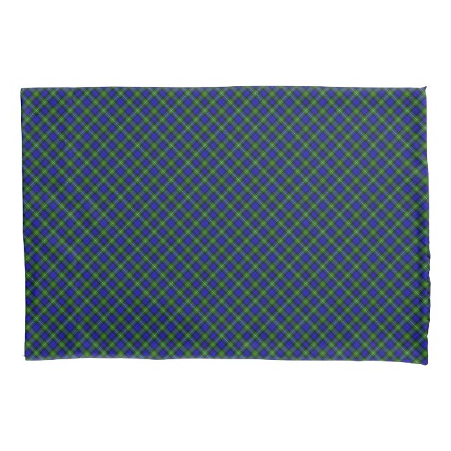 Campbell tartan blue green plaid pillowcase (Front-Left)