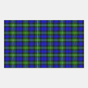 Campbell tartan blue green plaid rectangular sticker
