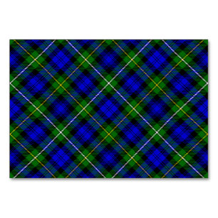 Campbell tartan blue green plaid table number