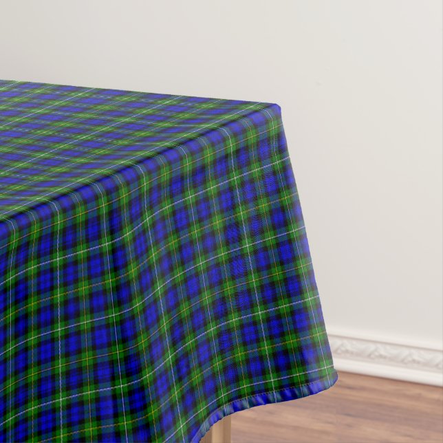 Campbell tartan blue green plaid tablecloth (In Situ)