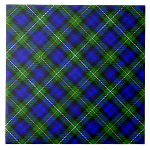 Campbell tartan blue green plaid tile