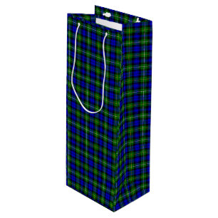 Campbell tartan blue green plaid wine gift bag