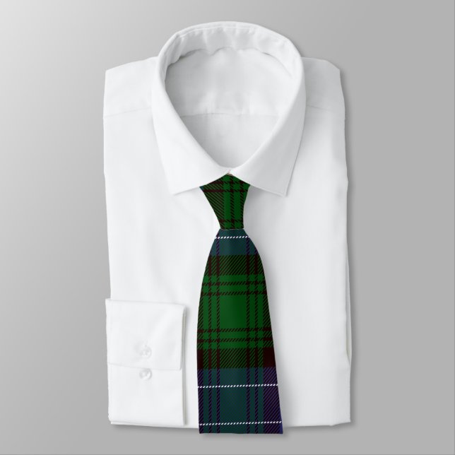 Campbell Tartan Green Plaid Tie (Tied)