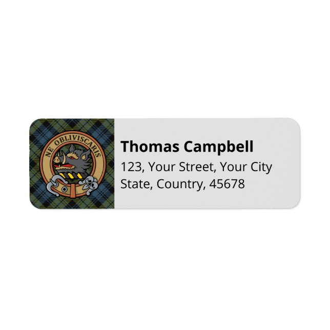Campbell Tartan Label Return Address Label (Front)