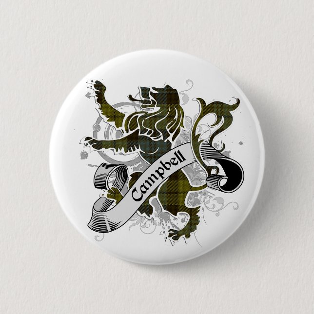 Campbell Tartan Lion 6 Cm Round Badge (Front)