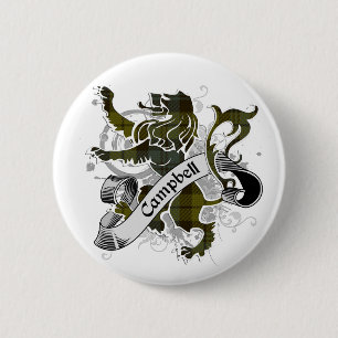 Campbell Tartan Lion 6 Cm Round Badge