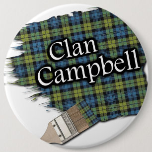 Campbell Tartan Paint Brush 6 Cm Round Badge