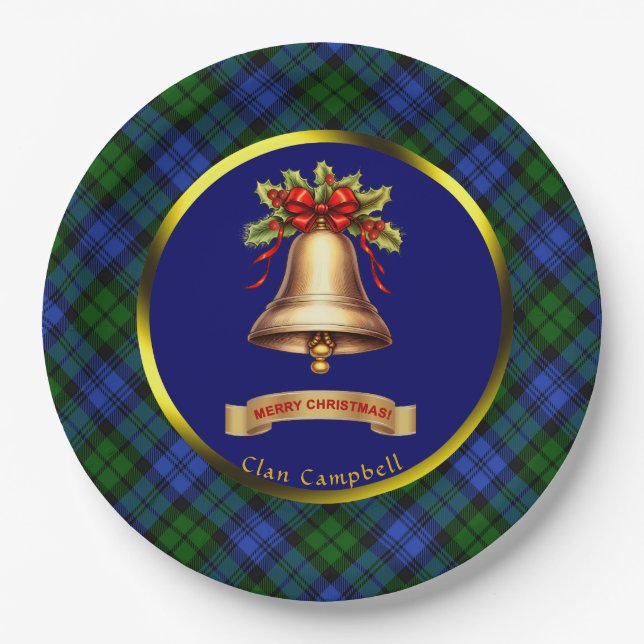 Campbell Tartan Personalised Christmas Paper Plate (Front)