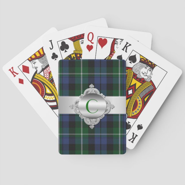 Campbell Tartan Plaid Monogram Playing Cards (Back)