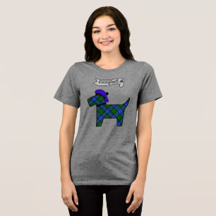 Campbell Tartan Scottie Dog Personalised Tri-Blend Shirt