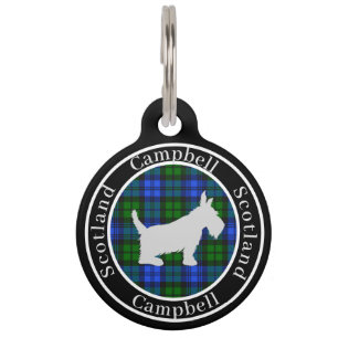 Campbell Tartan & Scottie Dog Personalized Pet Tag