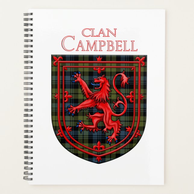 Campbell Tartan Scottish Plaid Lion Rampant Planner (Front)