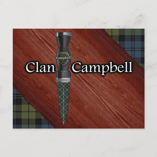 Campbell Tartan Scottish Sgian Dubh Blade Postcard (Front)