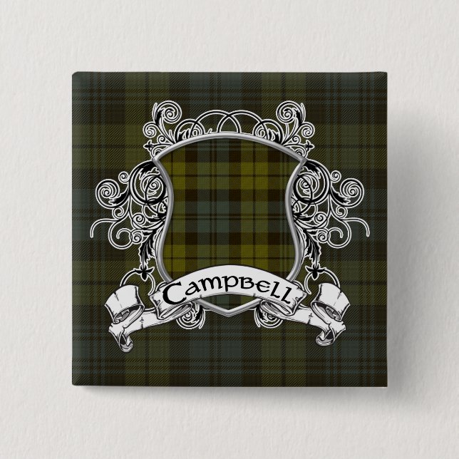 Campbell Tartan Shield 15 Cm Square Badge (Front)