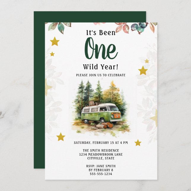 Camper 1st Birthday Camping Invitation (Front/Back)